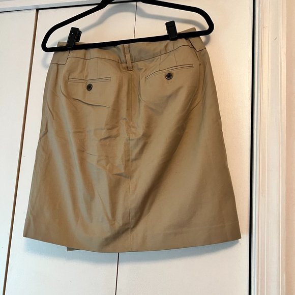 Loft Khaki A-Line Mini Skirt Button Front - 6 - Picture 3 of 4